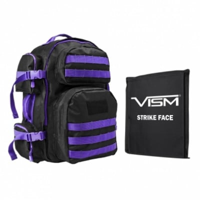 VISM Tactical Backpack with 10X12 Soft Ballistic Panel ( Black / Purple )