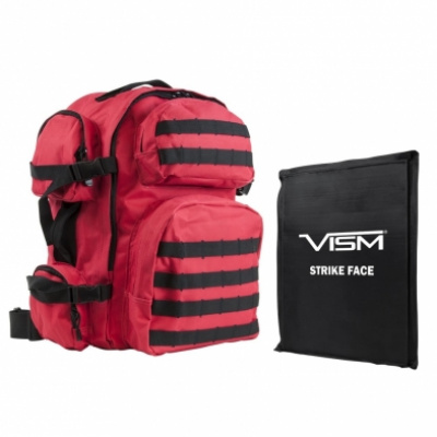 VISM Tactical Backpack with 10X12 Soft Ballistic Panel ( Red )