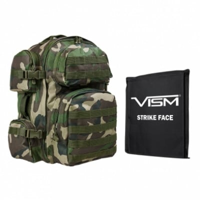 VISM Tactical Backpack with 10X12 Soft Ballistic Panel ( Woodland )