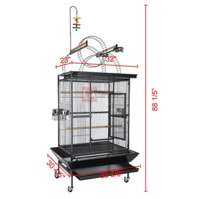 32x23x72 Large Bird Cage Epoxy Ladders Black Vein