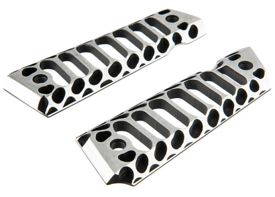 Atlas Custom Works Skeletonized Cobra Airsoft Pistol Grip Covers For M1911 GBB ( Silver / Black )