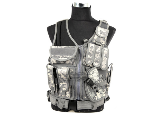 Lancer Tactical Crossdraw Vest w/ Holster ( ACU )