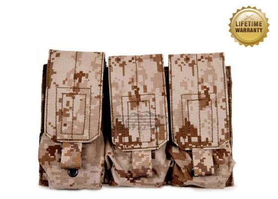 Pantac USA 1000D Cordura Molle M4 / M16 Triple Magazine Pouch ( Desert Digital )