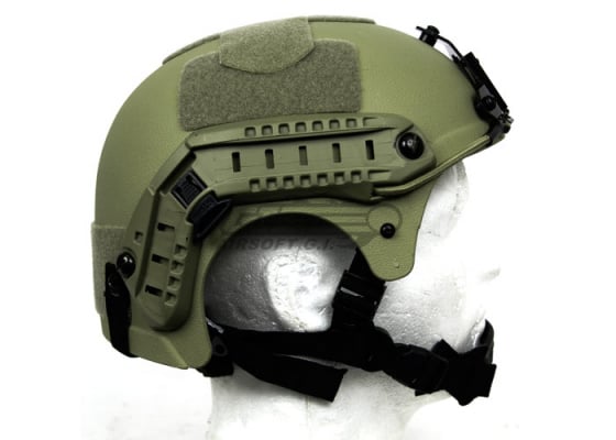 Tactical Crusader IBH Helmet W/ NVG Mount and Side Rail ( OD )