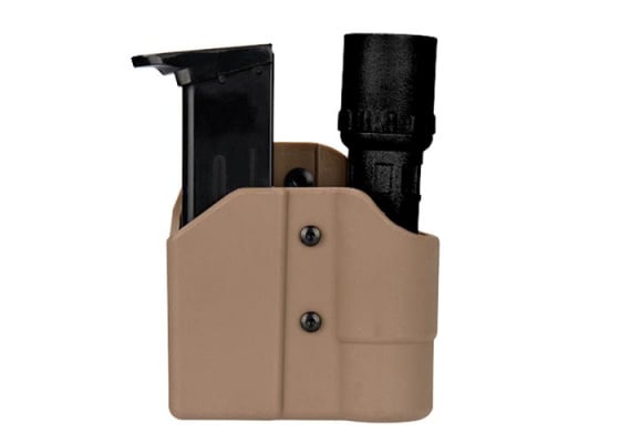 Lancer Tactical Polymer Pistol Magazine / Flashlight Pouch ( Tan )