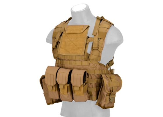 Lancer Tactical Modular Chest Rig MOLLE Vest With Hydration Pack ( Khaki )