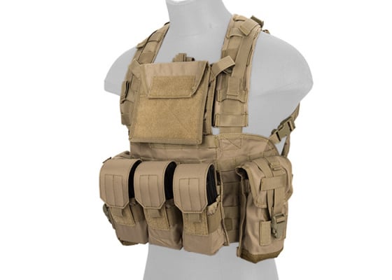 Lancer Tactical Modular Chest Rig MOLLE Vest With Hydration Pack ( Tan )