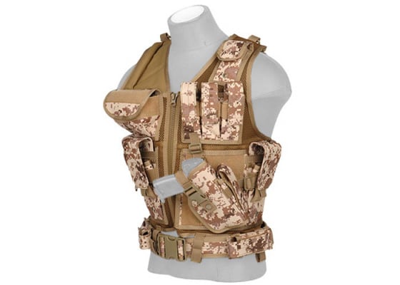 Lancer Tactical Cross Draw Vest w/ Holster ( Desert Digital )