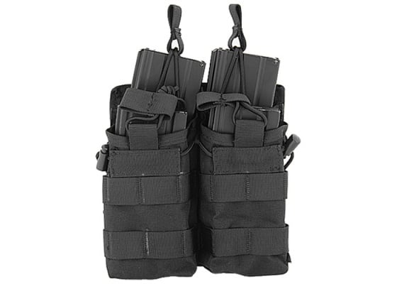 Lancer Tactical Nylon Bungee Open Top Double Mag Pouch ( Black )