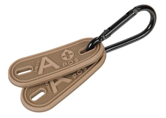 Lancer Tactical "A" Blood Type 2 pcs. Tags w/ Carabiner ( Tan )