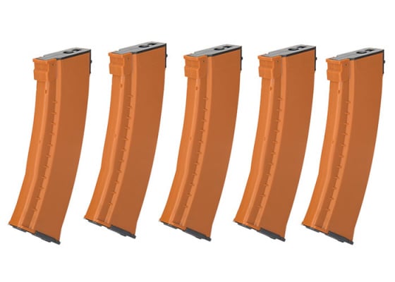 E&L 74N 120 rd. AEG Mid Capacity Magazine - 5 Pack ( Orange )