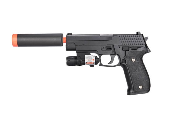 UK Arms G26A Spring Airsoft Pistol w/ Laser & Airsoft Suppressor ( Black )