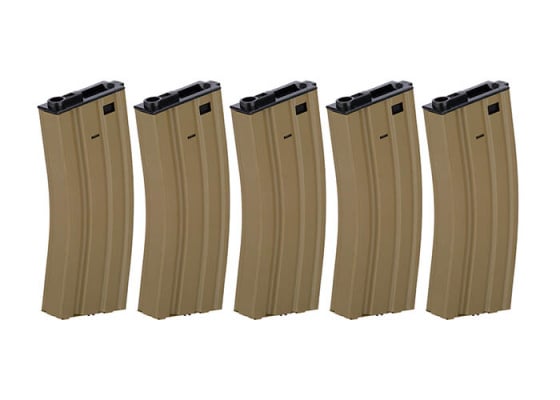 Lancer Tactical Gen 2 M4 300 rd. AEG High Capacity Magazine - 5 Pack ( Tan )