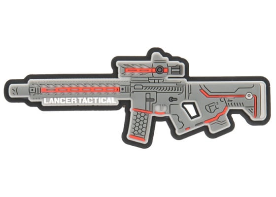 Lancer Tactical LT-34 Rifle PVC Morale Patch ( Gray / Red )