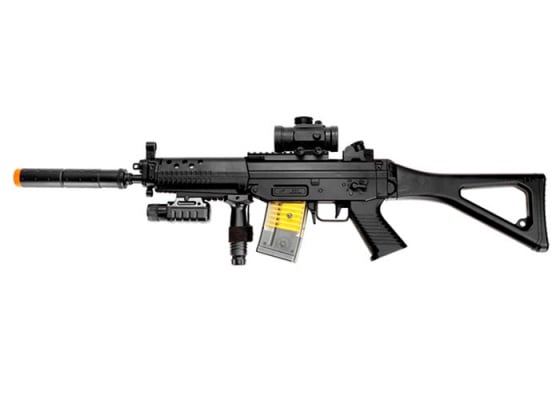 Double Eagle M82P 552 TacSpec Electric AEG Airsoft Rifle w/ Laser, Scope, & Silencer ( Black )