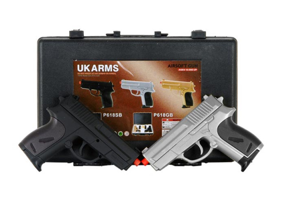 UK Arms P618SB Spring Pistol Pack ( Black & Silver )