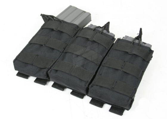 Condor Outdoor MOLLE Triple Open Top M4 Mag Pouch ( Black )