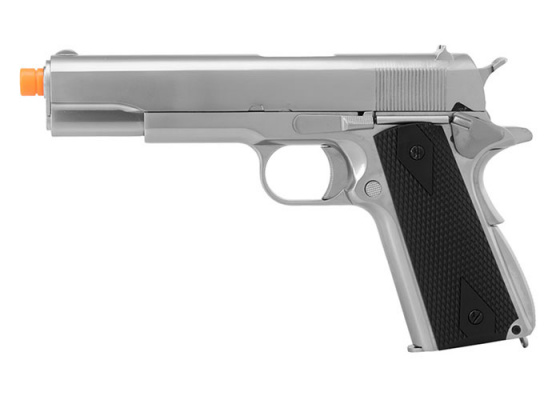 WE Tech 1911 MEU Airsoft Gas Blowback Pistol With Classic Grips ( Silver )