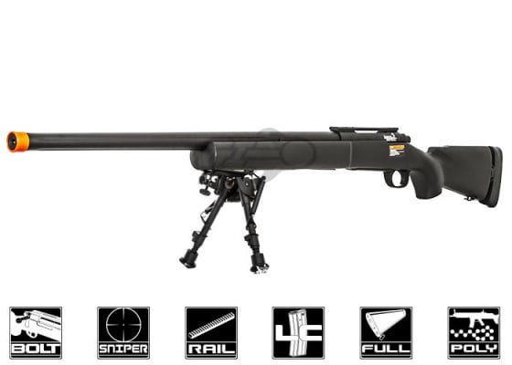 Lancer Tactical LT28BIP M24 Bolt Action Spring Sniper Airsoft Rifle Bipod Package ( Black )