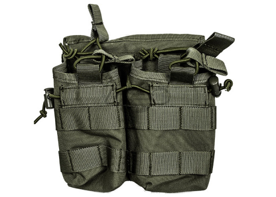 Lancer Tactical Dual Open Top M4 / M16 Magazine Pouch MOLLE ( OD Green )