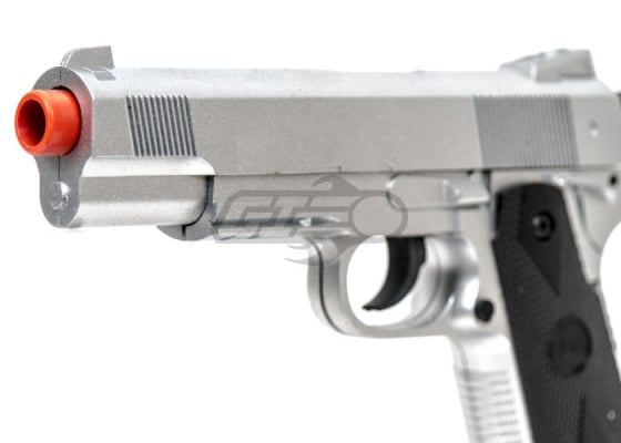 CYMA 1911 Tactical Chrome Metal Spring Airsoft Pistol ( Silver )