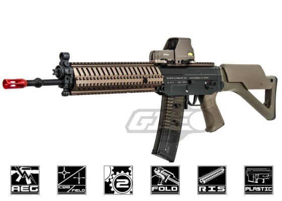 ICS SIG 551 MRS Carbine AEG Airsoft Rifle ( Flat Dark Earth / Black )