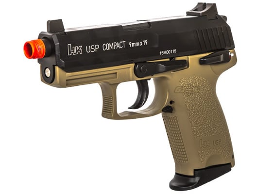 H&K USP Compact Tactical GBB Airsoft Pistol By KWA ( Tan )