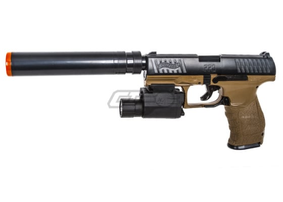 Elite Force Walther PPQ Spring Airsoft Pistol w/ Mock Suppressor ( Dark Earth / Black )