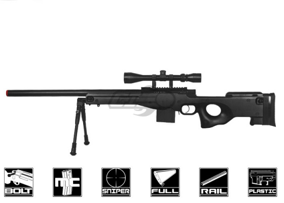 Well L96 Compact Bolt Action Sniper Airsoft Rifle w/ Scope & Bipod ( Black )