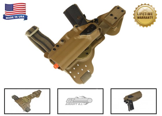 G-Code REAC RTI Tactical Drop Leg Panel & XST 1911 Right Hand Holster ( Coyote )