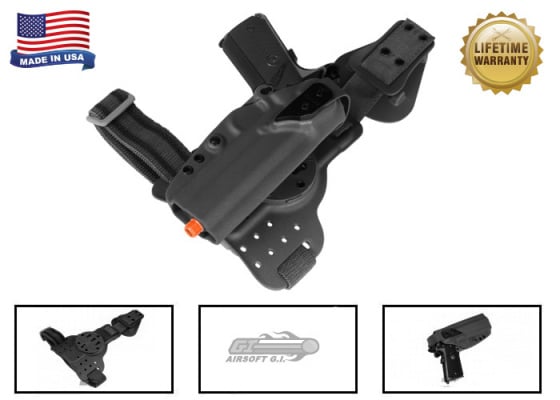 G-Code REAC RTI Tactical Drop Leg Panel & XST 1911 w/ Rail Right Hand Holster ( Black )