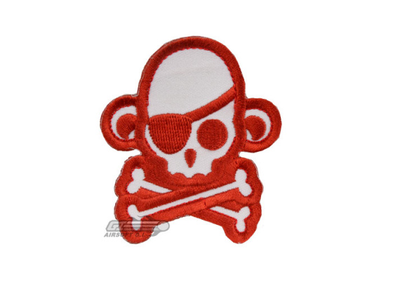 Mil-Spec Monkey Skullmonkey Pirate Velcro Patch ( Red / White )