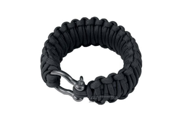 Saved By A Thread Double Cobra Paracord Bracelet w/ Shackle ( Black / 8" )