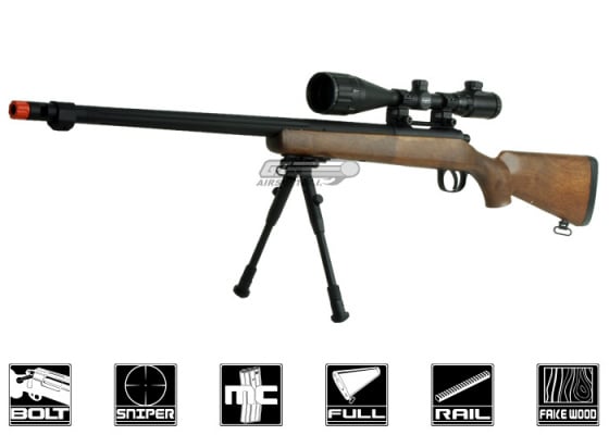 Well MB07 Bolt Action Sniper Airsoft Rifle - Bipod Package ( Black / Imitation Wood )