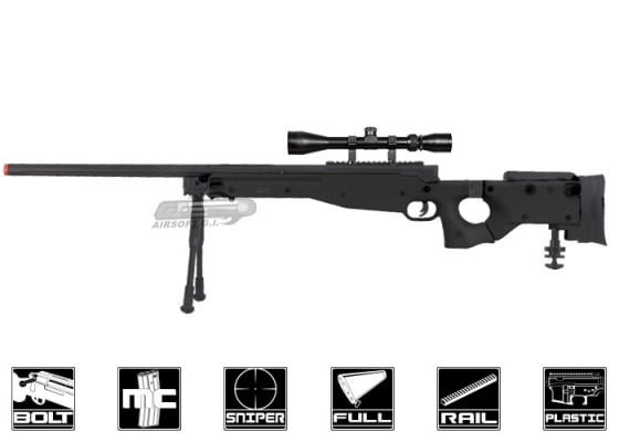 Well Full Metal MB08 Bolt Action Sniper Airsoft Rifle ( Black / Scope Package Deal )