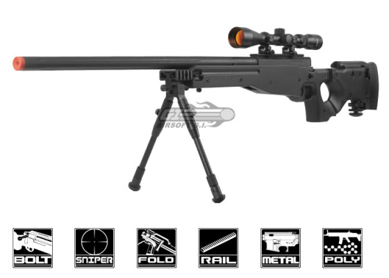 Well MB08 Bolt Action Sniper Airsoft Rifle Scope Package ( Black )