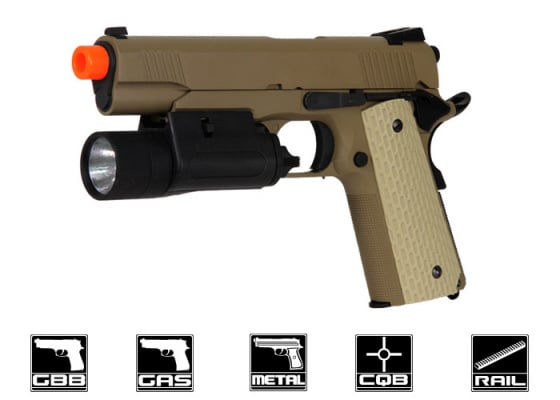 WE Desert Warrior 1911 GBB Airsoft Pistol ( Tan )