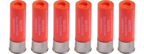 WST 15 Round Shotgun Shells for Airsoft Shotguns ( Orange / 6 Pack )