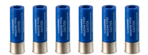 WoSport 15 Round Shotgun Shells for Multi & Single-Shot Airsoft Shotguns ( Blue / Pack of 6 )