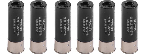 WST 15 Round Shotgun Shells for Airsoft Shotguns ( Black / 6 Pack )