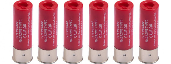 WST 15 Round Shotgun Shells for Airsoft Shotguns ( Red / 6 Pack )