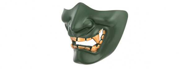 G-Force Yokai Ogre Half Face Mask With Soft Padding ( Green / Gold )