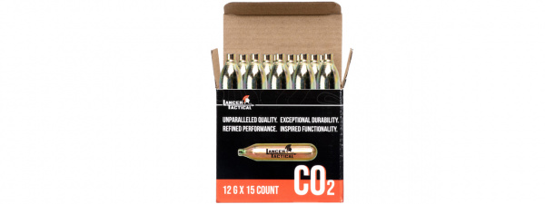 Lancer Tactical High Pressure 12 Gram CO2 Cartridges for Airsoft / Airguns (Pack of 15)