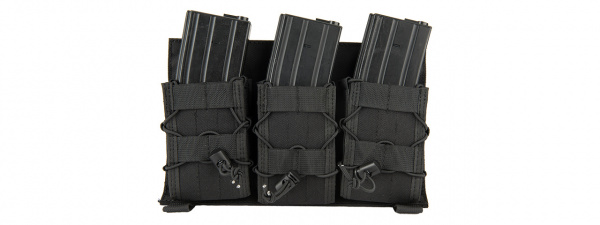 Lancer Tactical Adaptive Hook And Loop Triple AR Mag Pouch ( Black )