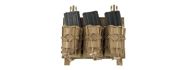 Lancer Tactical Adaptive Hook And Loop Triple M4 / Pistol Mag Pouch ( Tan )