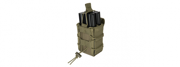 Lancer Tactical 1000D Nylon MOLLE Bungee Double Mag Pouch ( Od Green )