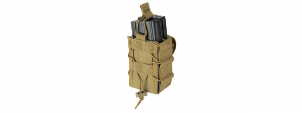 Lancer Tactical 1000D Nylon MOLLE Bungee Double Mag Pouch ( Tan )