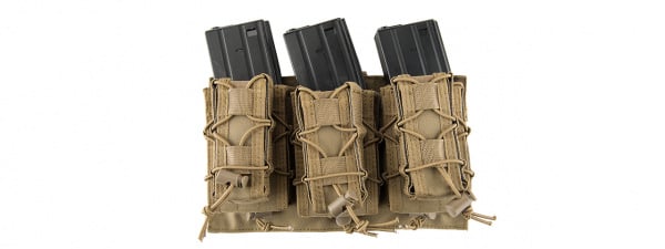 Lancer Tactical 1000D Nylon MOLLE 2 In 1 Triple M4 / Pistol Mag Pouch ( Tan )