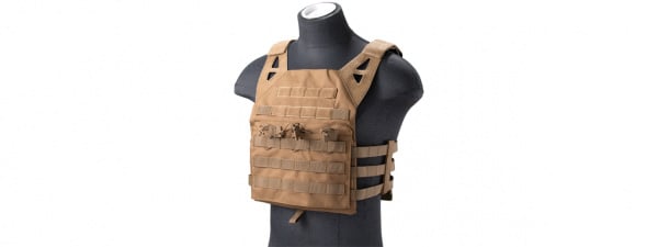 Lancer Tactical Lightweight Molle Tactical Vest with Retention Cords ( Tan )