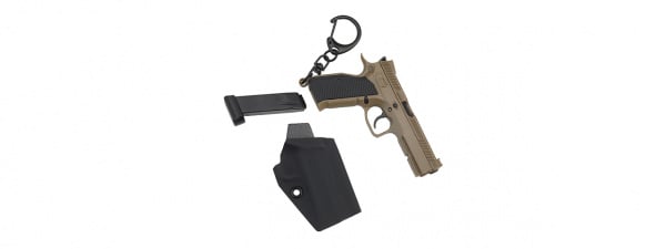 Tac 9 Tactical Detachable Mini Pistol Keychain with Holster (Tan)